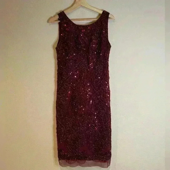 SD collection Lace Sequin Embroidered Sheath Dress Beaded party evening 8 - Picture 2 of 4